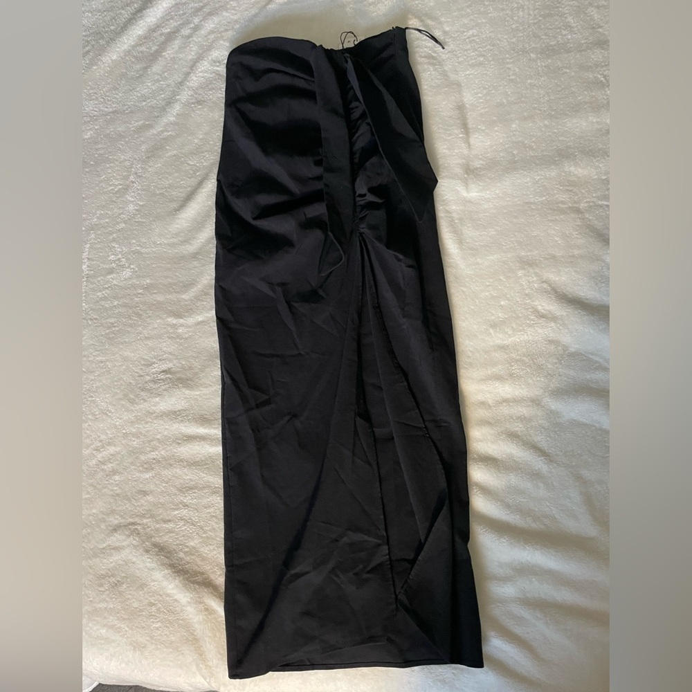 Zara Black Gathered Midi Maxi Skirt